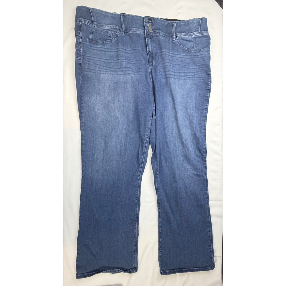 Laurie Felt Silky Curve Boot Cut Jeans 3XT Blue Vital Stretch Pull On Plus Size